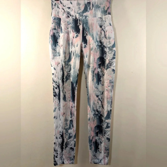 Bally Total fitness women's leggings with side pockets, pink blue white size M - Picture 1 of 7